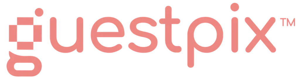 GUESTPIX logo rose foncé