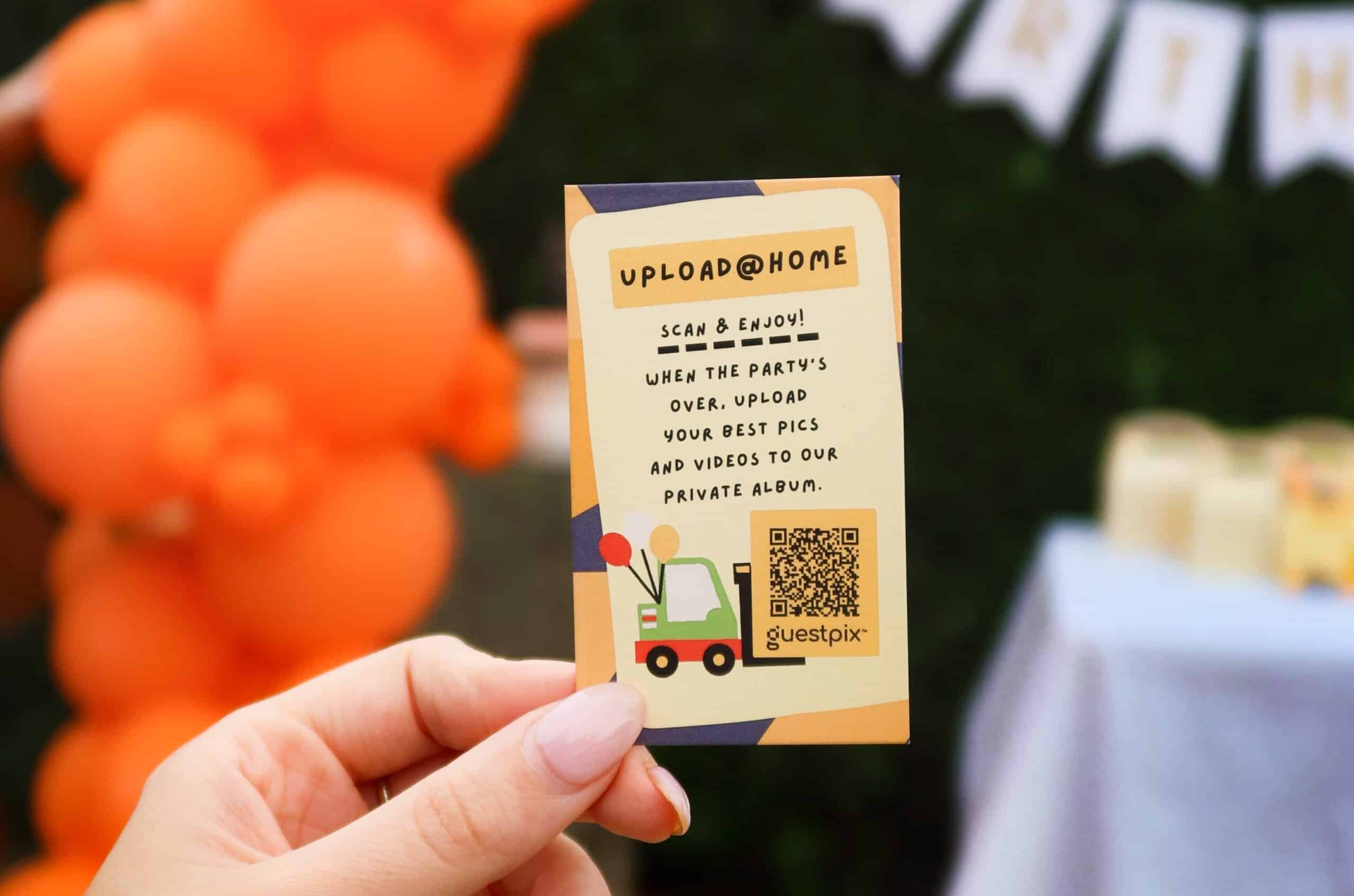 Código QR para subir fotos de la fiesta en eventos infantiles.