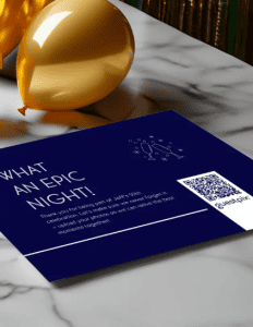 blue party thank you postcard