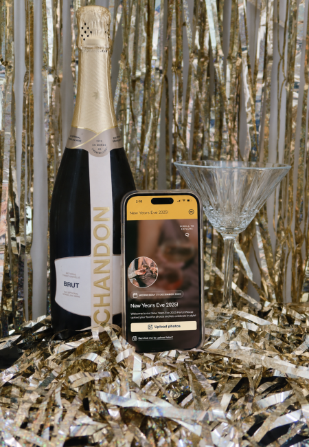 New Years Eve 2025 Phone and champagne