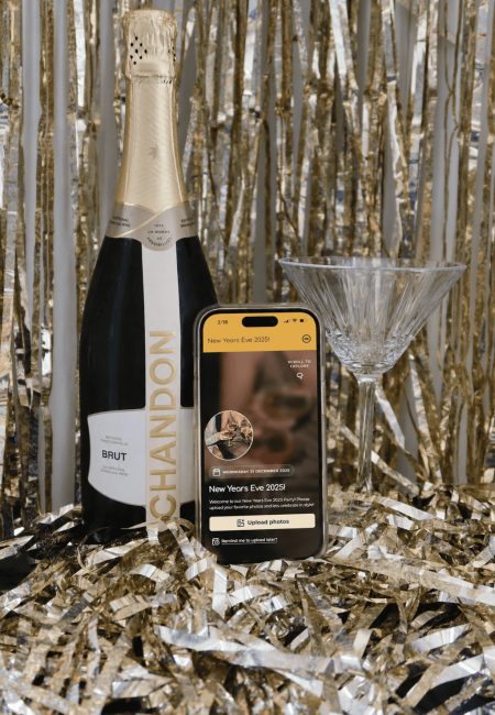 New Years Eve 2025 Phone and champagne